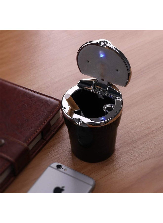 المحمولة للسيارات الرماد مع غطاء أنيق الدخان الذاتي إطفاء السجائر الرماد حامل مع أزرق LED ضوء أسود - Image 4